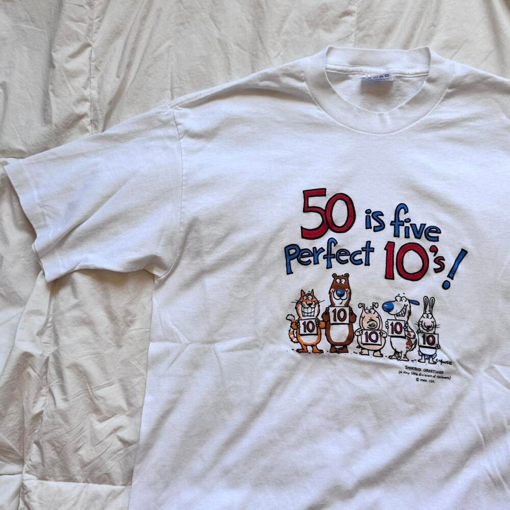 shoebox greetings Vintage 50 years cartoon funny graphic‎ tee sz XL casual